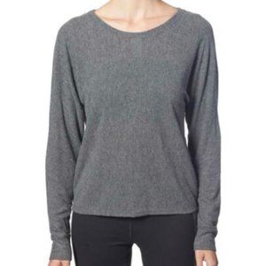 NWT Splendid Women's Ruched Long Sleeve Activewear, Charcoal